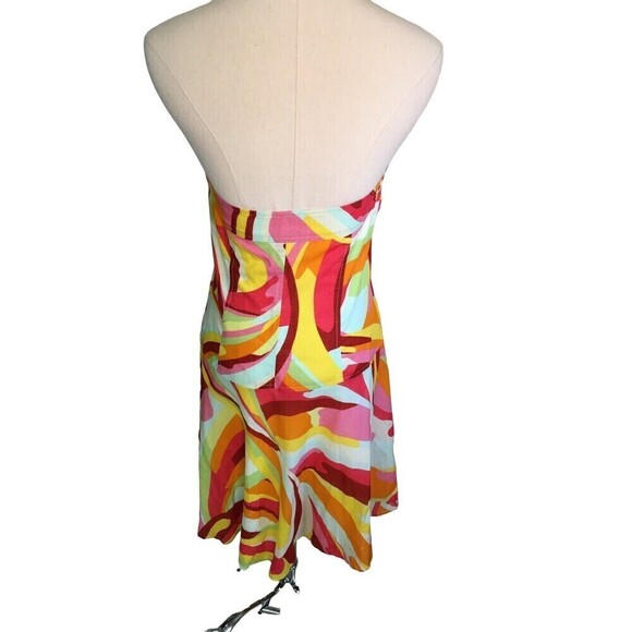 ABS by Allen Schwartz Multicolor Cotton Backless Mini Dress Women's 10 Lined - Picture 5 of 6